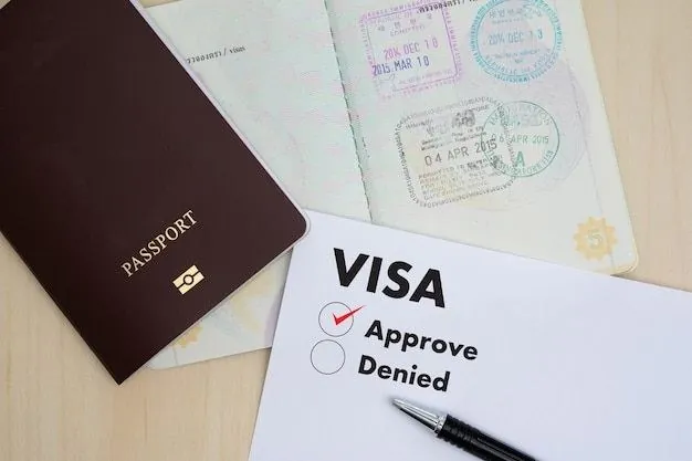 Passport with visa stamps beside an approval checklist