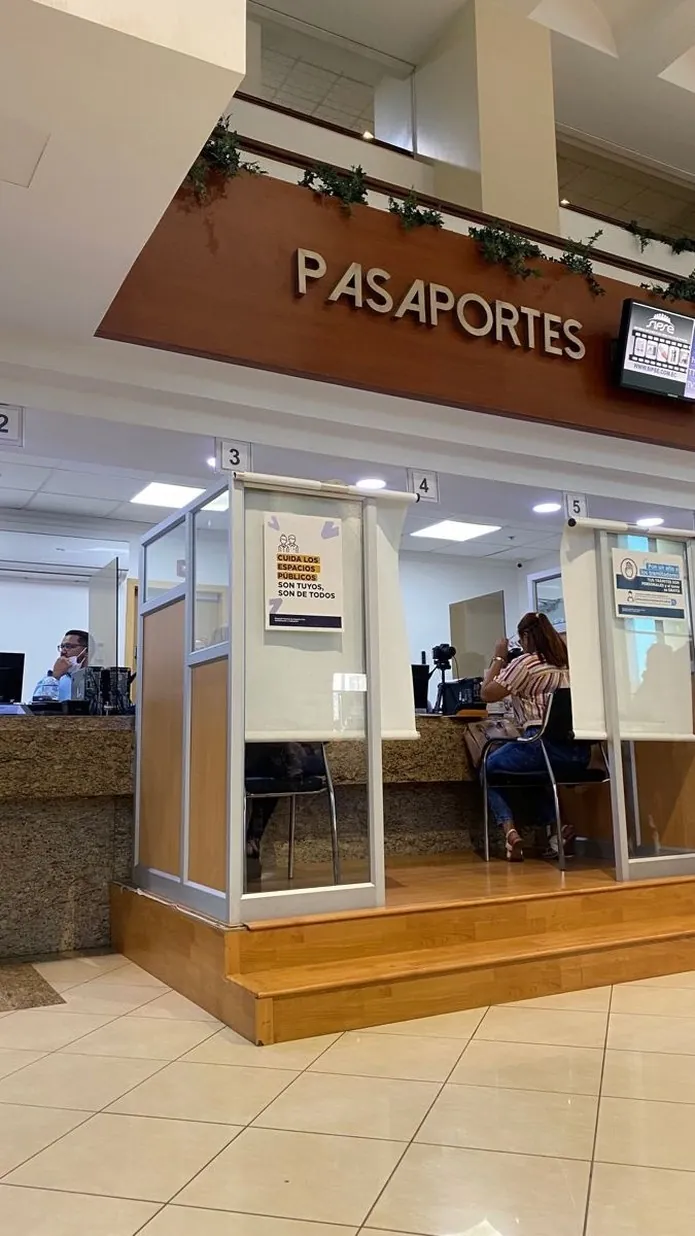 passport control booths at an immigration office