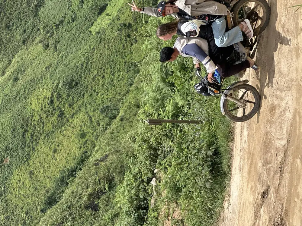 Motorbike riders on the Ha Giang loop mountain road