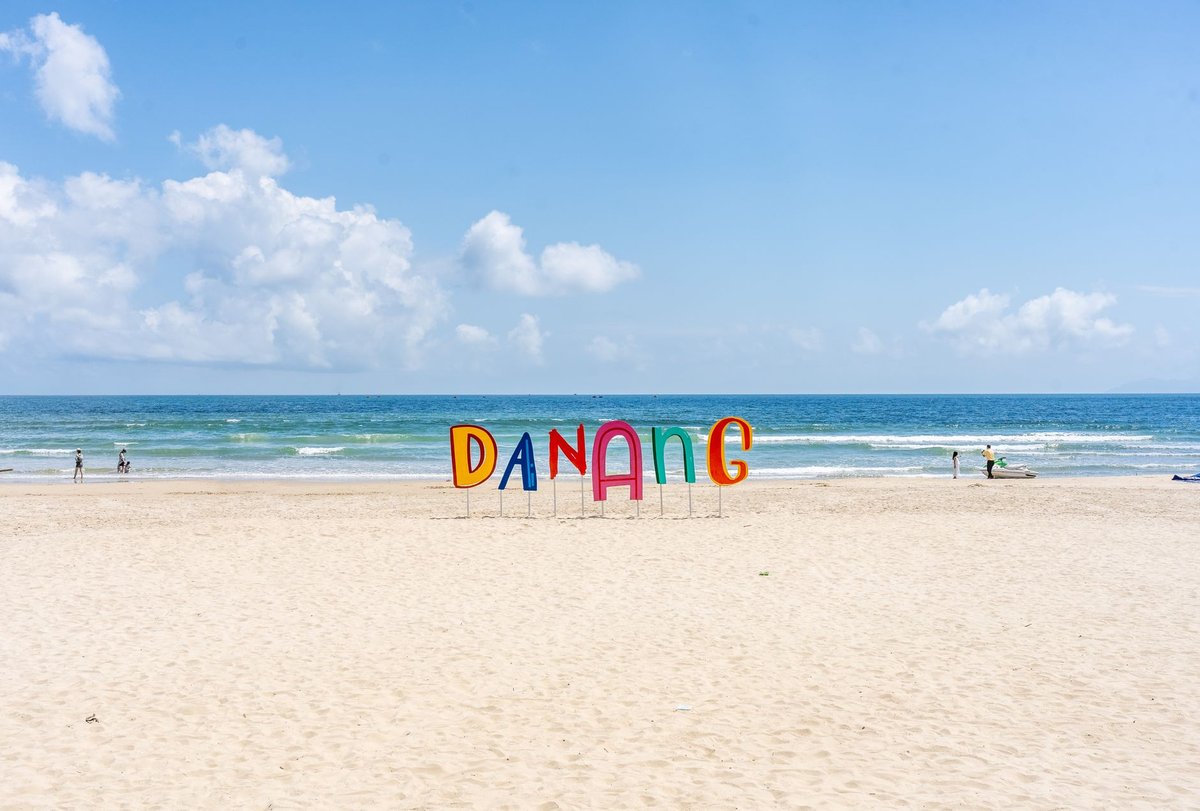 Da Nang beach in Vietnam — coastline with golden sand and clear skies