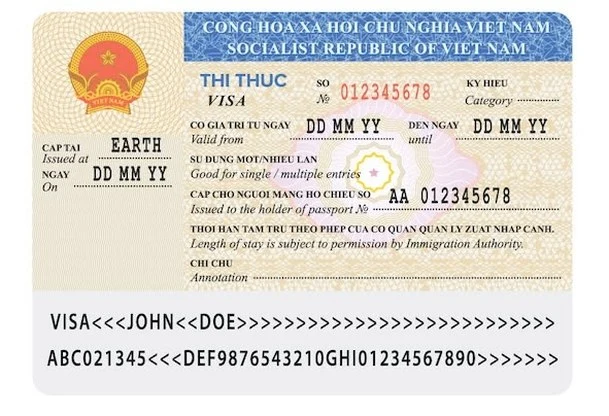 Vietnam e-visa official document template 2026