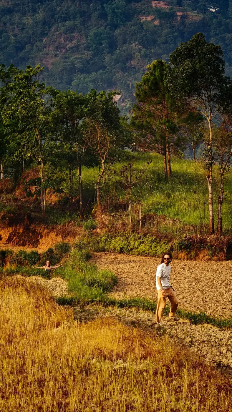 Sunrise over rice-terrace hills in northern Vietnam