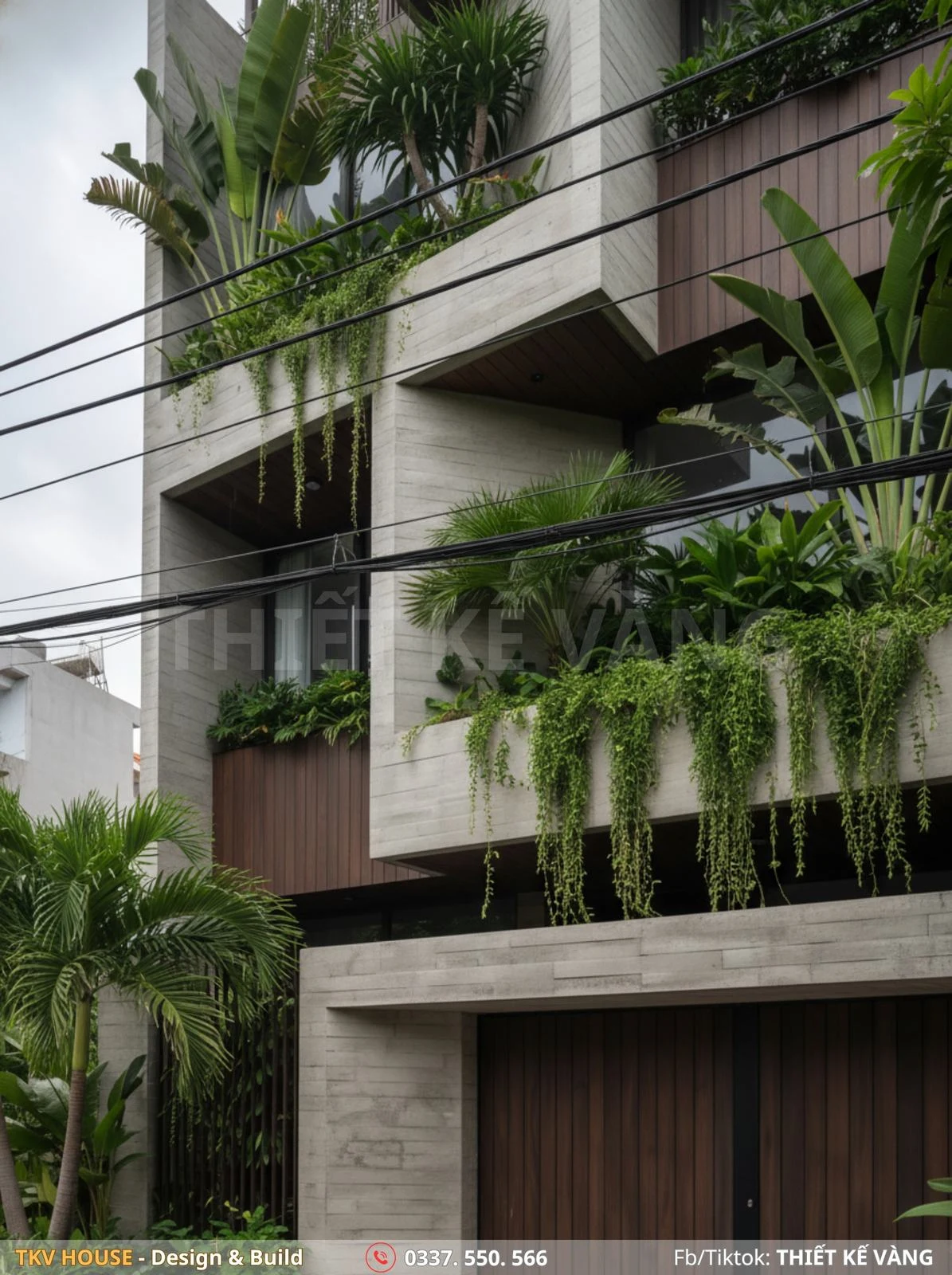 Apartment building with plants on balconies, Da Nang long-term rental