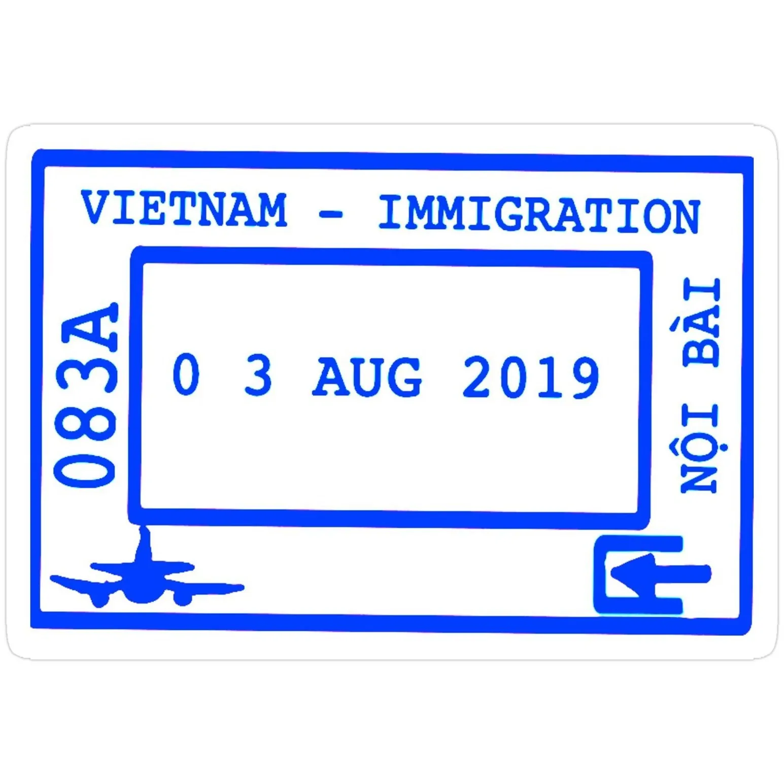 Vietnam immigration stamp sticker marking a land border entry