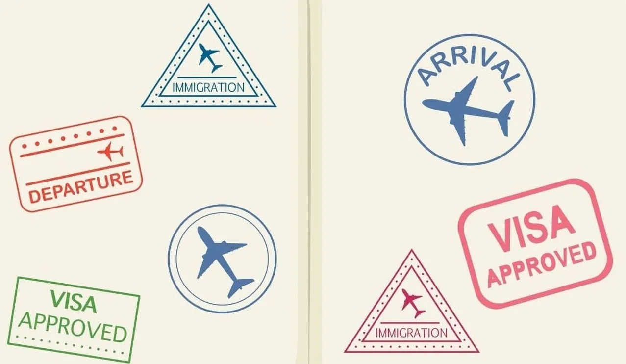 illustrated immigration and visa approved stamps