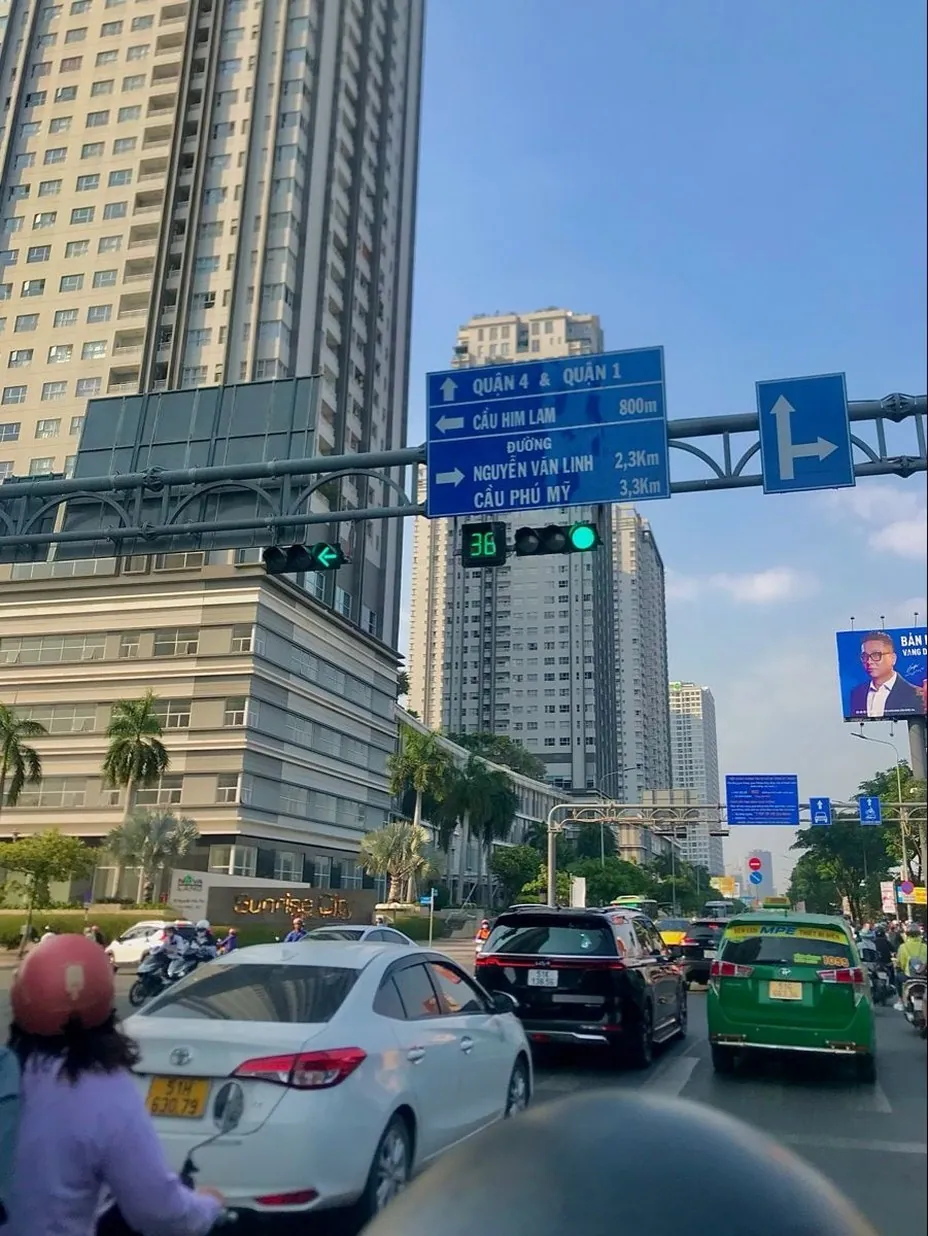 skyscrapers and traffic signs in downtown Ho Chi Minh City