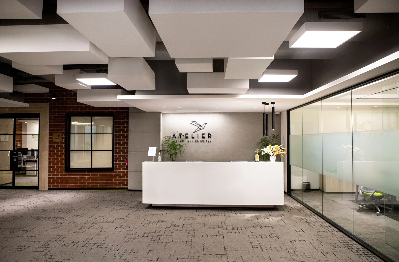 Bank branch reception counter