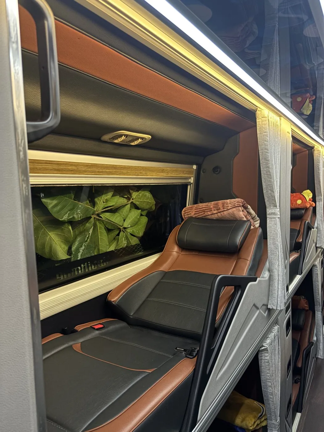 Sleeper bus berth used for the Da Nang to Laos border run