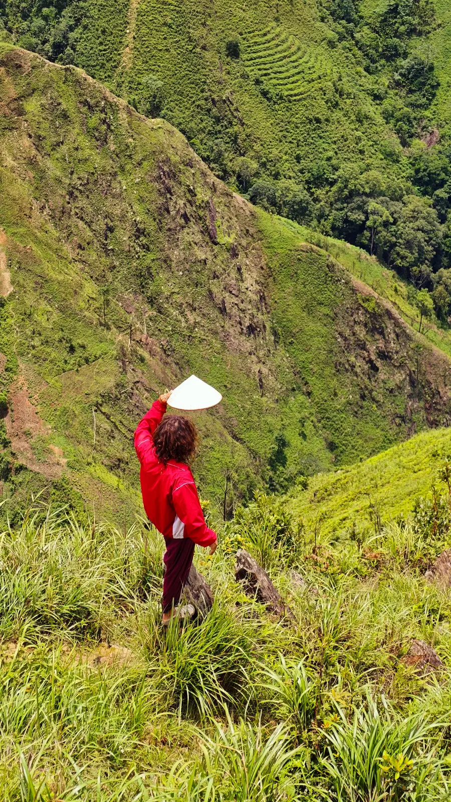 Mountain ridge above green valley in central Vietnam