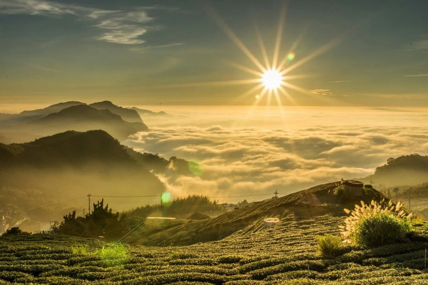 Hilltop view above the clouds in central Vietnam
