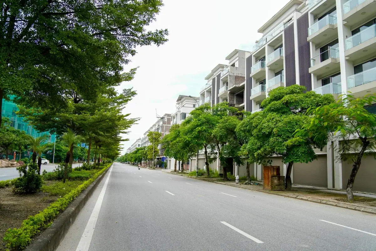 Modern apartment building in Hanoi Vietnam with balconies