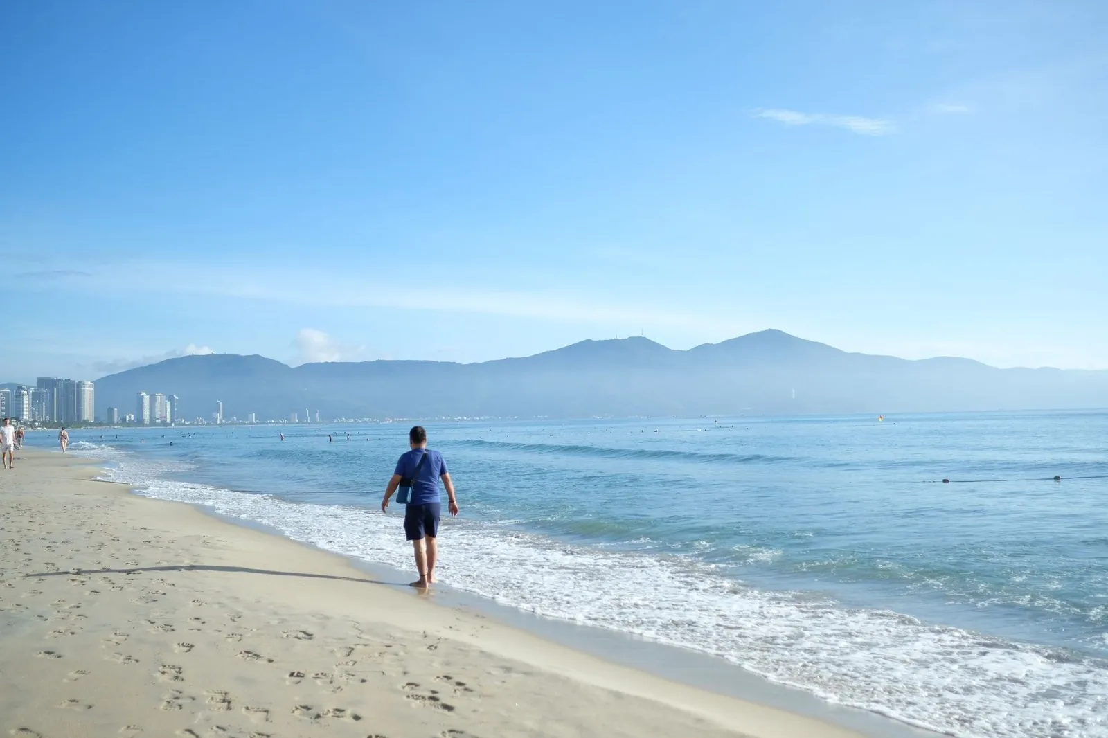 Sandy beach and calm water along Vietnam’s central coast in early morning light