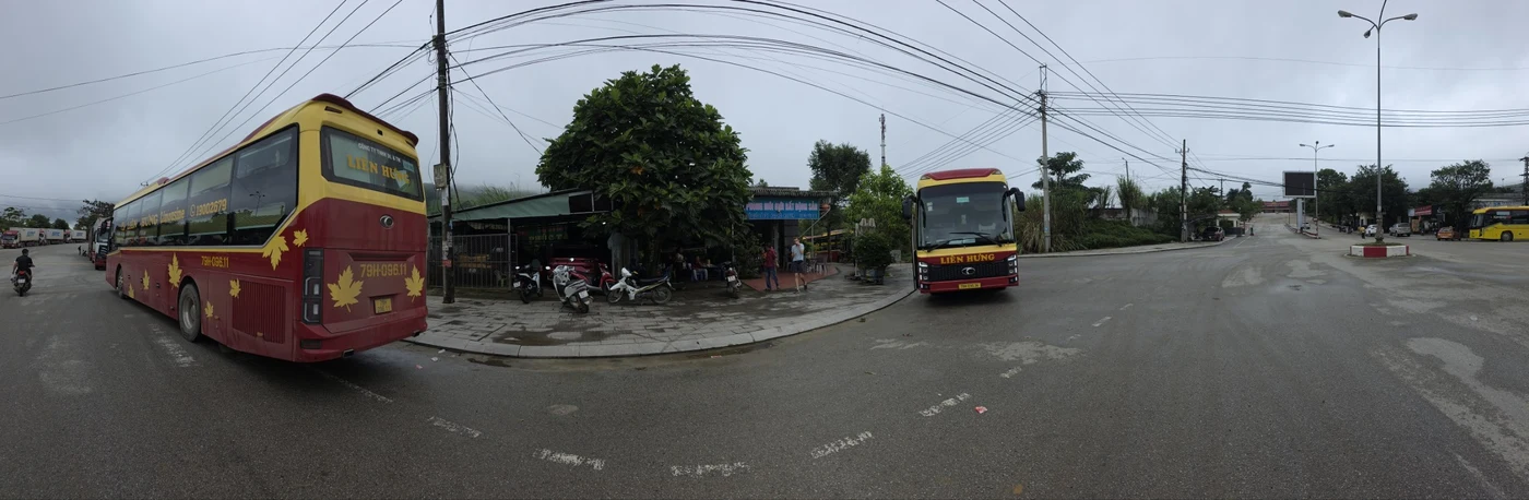Panoramic view of a Vietnam-China land border checkpoint