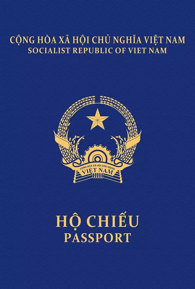 Navy blue Vietnam passport cover with the current post-2023 redesign
