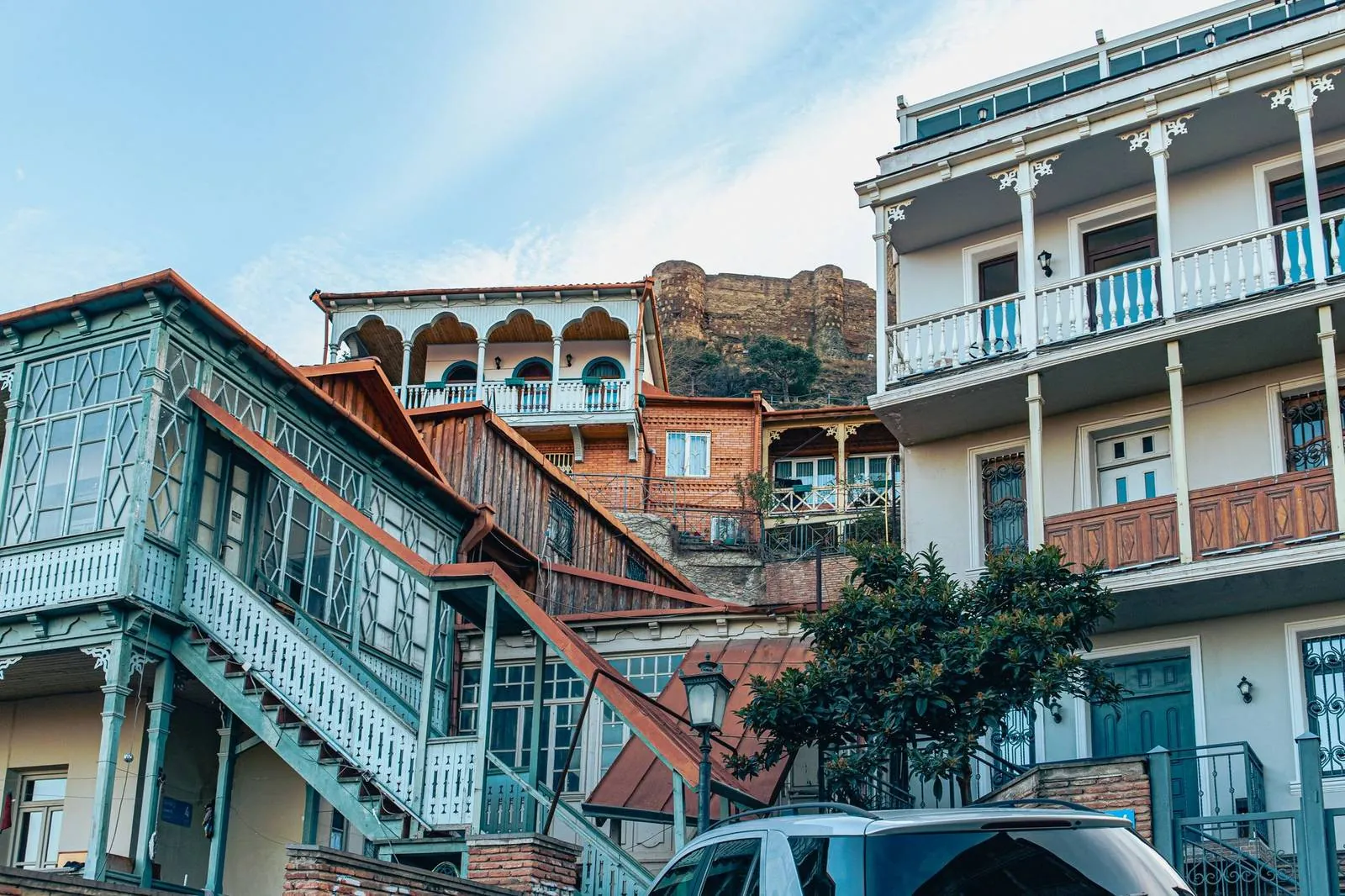 Old town rooftops and a church tower in Tbilisi, Georgia