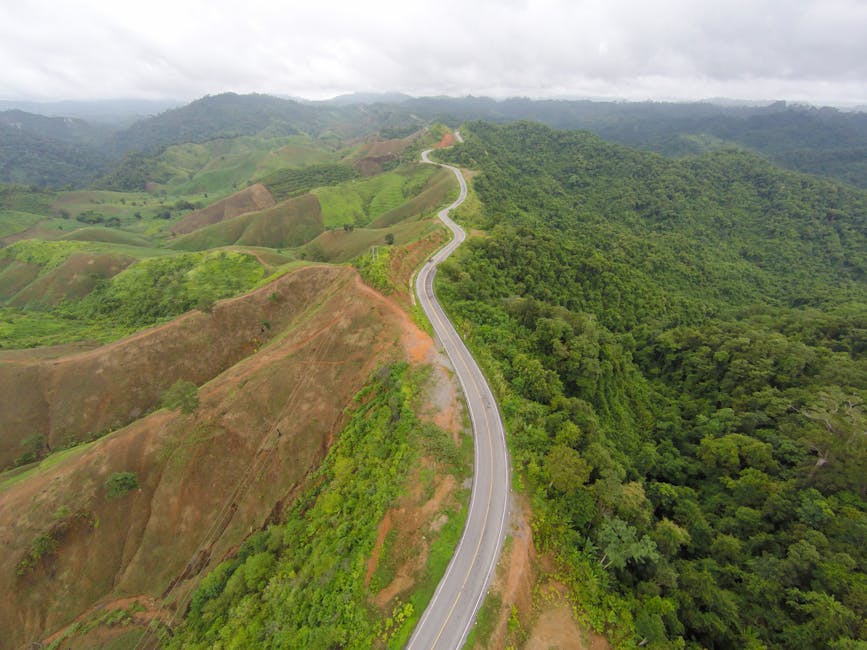 Winding mountain road through the jungle on the Da Nang to Lao Bao route