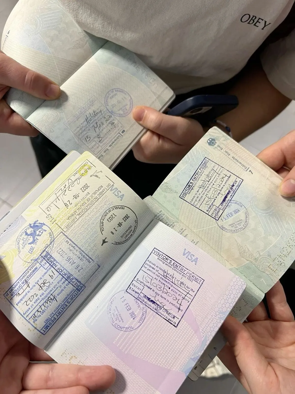 Passport with visa stamps