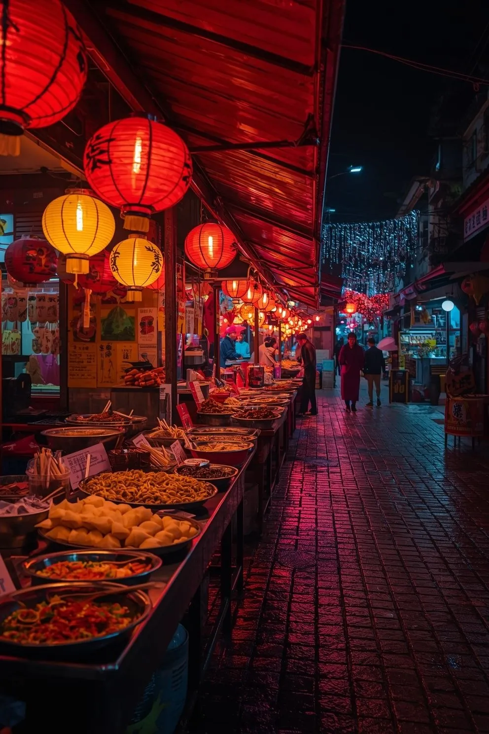 Vietnamese market with food stalls — payment apps accepted vary by vendor type