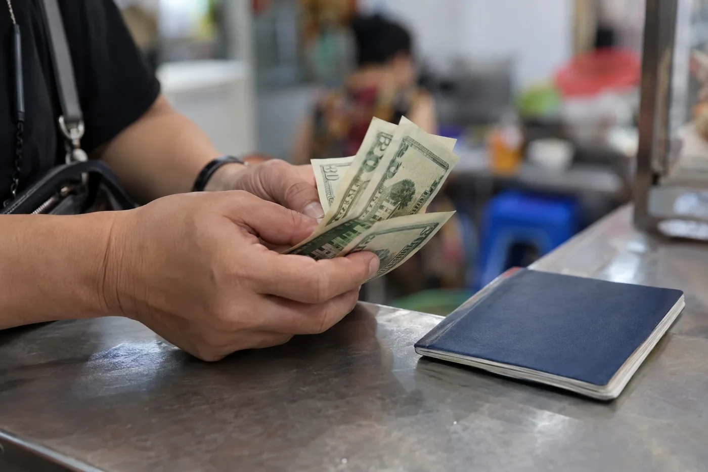 Envelope with cash for a visa fee