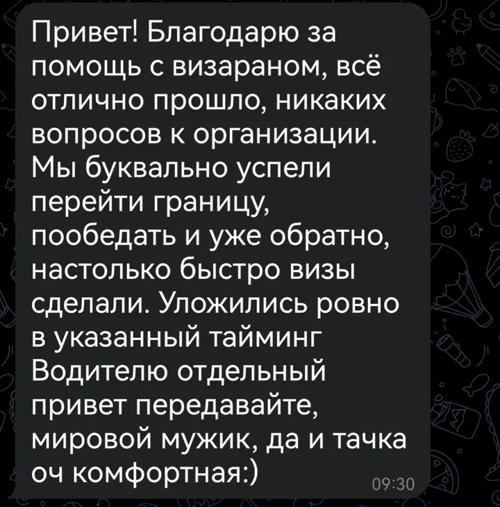 Telegram review screenshot from Me VN, 2025-10-15 — Best Bus visa run / e-visa client feedback